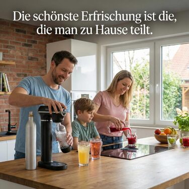 Сифон для газування води Carbonator з манометром, 1л та 0.5л PET-пляшки (без BPA), чорний - автоматичне регулювання тиску, просте керування