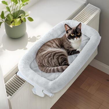 Ліжко для кота на батарею GUUSII HOME - тепле місце для відпочинку, сіре, велике (до 18 кг)