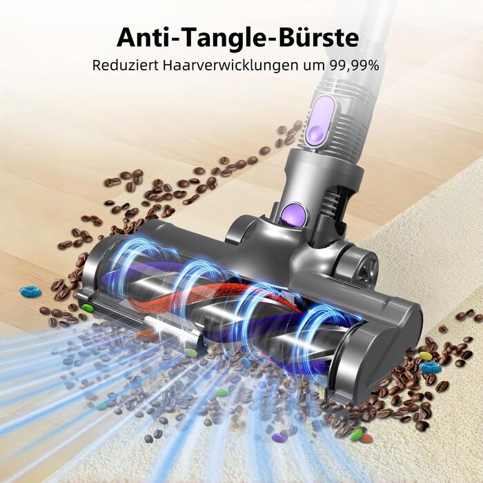 Бездротовий пилосос Authmic 40000Pa з HEPA-фільтрами, 50 хвилин роботи, 450W, для твердих поверхонь та килимів