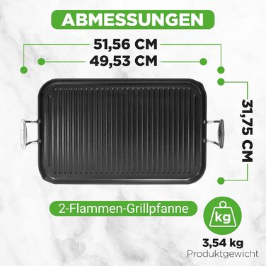 Чавунна сковорода гриль NutriChef 28 см з антипригарним рифленим покриттям для газової плити, індукції та духовки