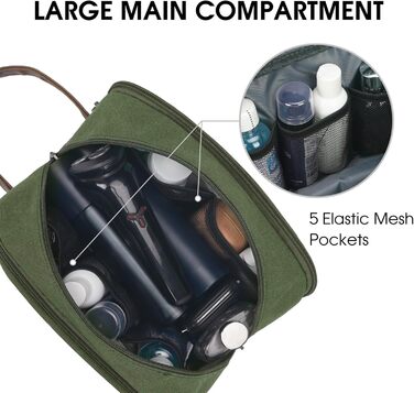 Чоловіча дорожня косметичка WANDF з канвасу, водонепроникна, зелена