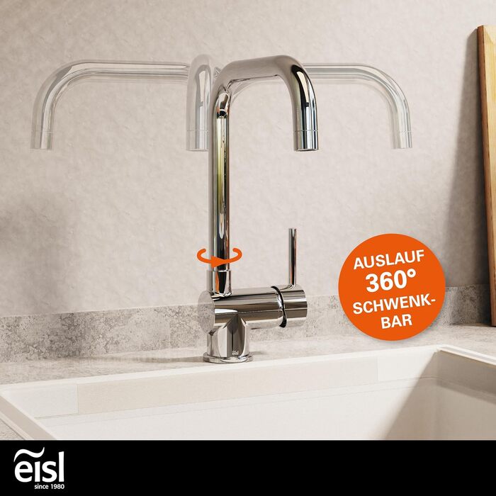 Змішувач кухонний EISL FUTURA з високим виливом, одноlever, хром