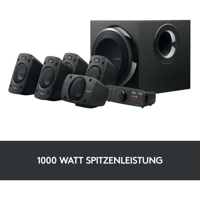 Акустична система Logitech Z906 5.1: 1000 Вт, THX, для PC, PS4, Xbox, TV, смартфонів - Чорний