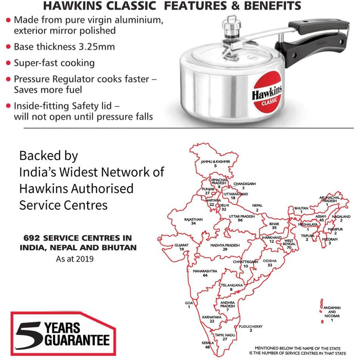 Швидковарка Hawkins Classic CL40 з алюмінію, 4 л, компактна, срібна