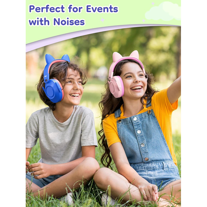 Навушники захисні дитячі Dr.meter SNR 32dB від шуму, блакитні та рожеві (2 шт.) - для аутистів, концертів, авіашоу