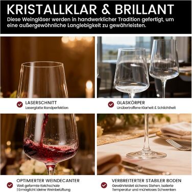 Набір келихів для вина PROST! 6 шт. 491мл з кришталевого скла без свинцю, для червоного та білого вина, 496мл