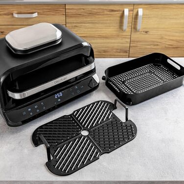 Cecotec Oil-Free Grill Air Fryer 6 L Cecofry FireDome 6000. Air Fryer. 2400 W, 6 cooking modes and 4 grilling levels, adjustable thermostat, including temperature sensor and 6-liter accessories.
