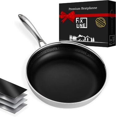 FIXLINE Black Forest Frying Pan 28cm - RED Design - Scratch-Resistant PTFE-Free Coating - Compatible with All Cooktops (including Induction) - Oven Safe up to 250°C - Easy Cleaning - Ideal Gift
