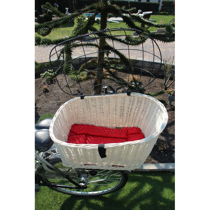 Корзина для собак на багажник Marcus Hundefahrradkorb XXL з плетіння з лози та металевою сіткою, з подушкою