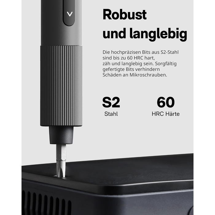 Набір викруток HOTO Feinmechaniker: електричний, магнітний, прецизійний. Для ремонту годинників, окулярів, телефонів, ПК. 170 об/хв, C4 × 28 мм