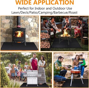 Вогнетривкий килимок для гриля та мангала ROCKY&CHAO, захисна підкладка з скловолокна та алюмінію 152x107 см для кемпінгу та тераси