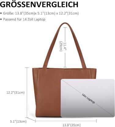 Сумка жіноча шкіряна befen Shopper, велика, для ноутбука 14