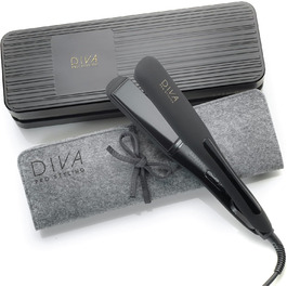 Diva Pro Styling Wide Digital Styler - Extra Wide Ceramic Plates - Even Heat Distribution - 3m Cord, Black