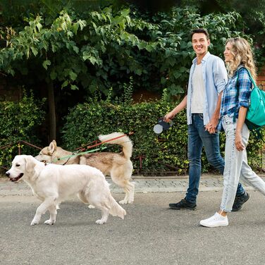 Автоматична висувна собача шлейка Makife Dual Doggie - 3м для малих та середніх собак, 15 шт. пакетів для збору відходів