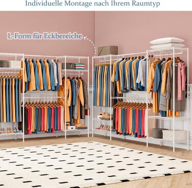 Розширюваний вішак для одягу, металева штанга для одягу, розсувний гардероб з гачками (білий)