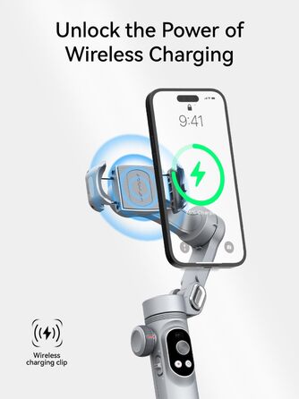 Стабілізатор для смартфона AOCHUAN 3-осьовий з RGB-підсвічуванням, для iPhone/Android, з функцією відстеження обличчя, сірий (Smart X Pro AI)