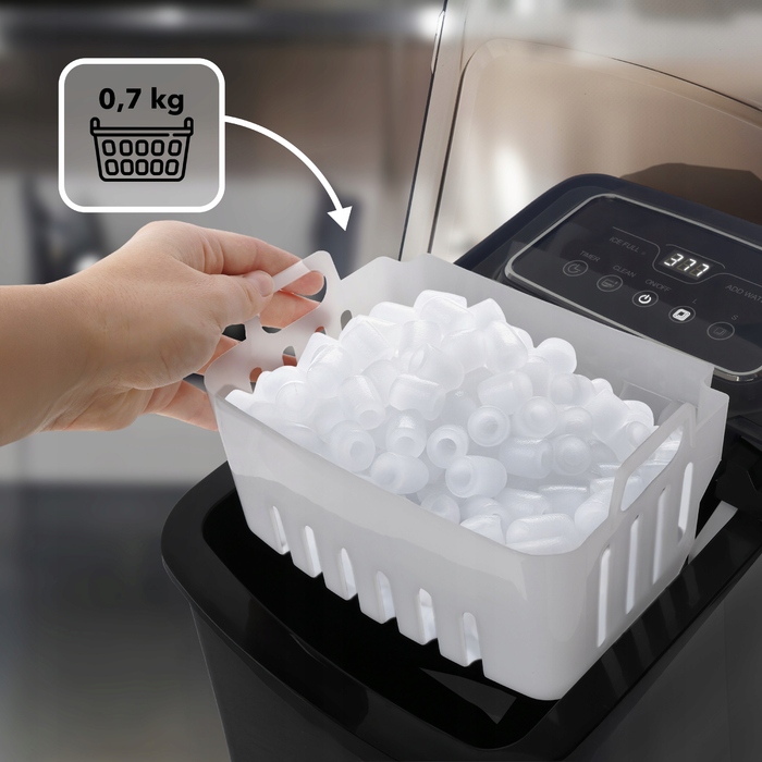 Льодогенератор EBERG чорний, швидкий та ефективний, 160 Вт, 12 кг