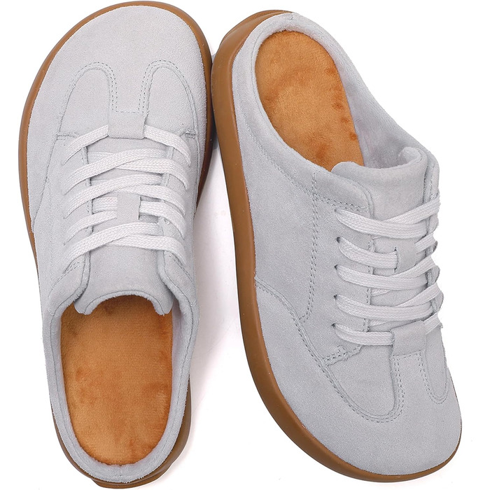 Тапочки домогосподарки UBFEN жіночі теплі мюлі, зручні, з м'якої плюшевої тканини, повсякденні, для дому та вулиці, сірі, 40 EU