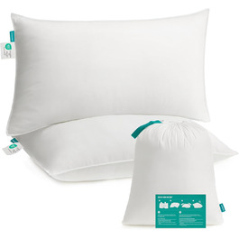 SONGMICS Pillow Set of 4, 50 x 70 cm, 800g Filling, Soft Brushed Polyester Cover, Pillow, Machine Washable at 60°, with Storage Bag, Cloud White TBP006W04