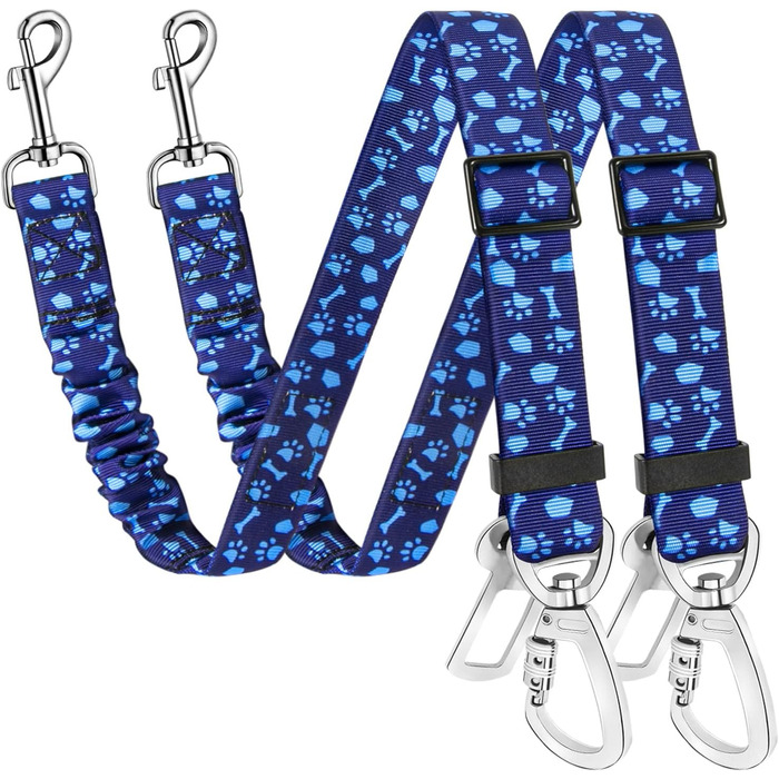 Автогурт для собак у машину, 2 шт. Безпечний ремінь для собак з амортизацією, універсальний кріплення для подорожей, блакитний