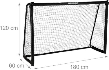 Relaxdays Soccer Goal for Kids & Adults - Garden Training Goal, Steel, 120x180x60 cm, Black