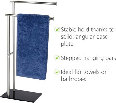 Підставка для рушників WENKO Lima, підлого типу, з полицями, з нержавіючої сталі, 41 x 79 x 20 см, срібно-чорний матовий