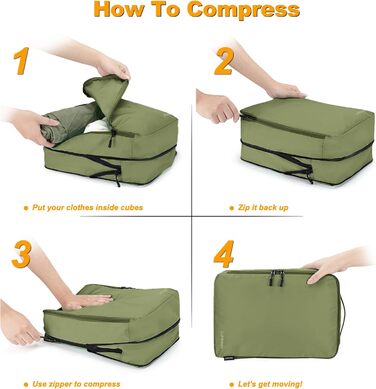 Органайзер для валізи: набір з 8 шт. (білий, хакі) - Packing Cubes для подорожей