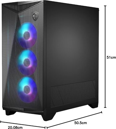 Корпус ПК MSI MPG GUNGNIR 300R Airflow - Mid-Tower з загартованим склом, підтримка ATX/M-ATX/Mini-ITX, 4 x 120mm ARGB вентилятори, магнітний фільтр пилу, USB 3.2 Gen 2x2 Type-C