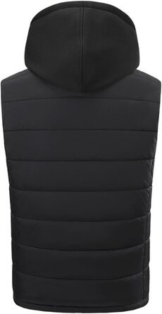 Чоловіча електрична жилетка з капюшоном, 15 зон нагріву, USB, чорна, 4XL