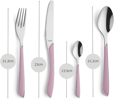 Набір столових приборів Kuppels Prisma для 6 осіб з нержавіючої сталі, 24 шт. | Столовий прибор з пластиковими ручками кольору старорожевого | Нержавіючий, для миття в посудомийній машині
