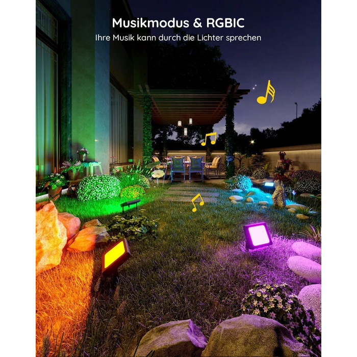 Govee Smart LED Flood Light, RGBICWW WiFi Outdoor Flood Light Works with Alexa, 2700-6500K, Dimmable LED Light with Color Changing, IP66 Waterproof, 4-Pack Outdoor Christmas Decoration