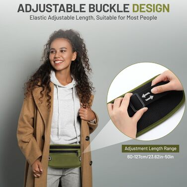 Водонепроникна поясна сумка з RFID захистом та антикрадіжною системою для подорожей та спорту (оливковий)