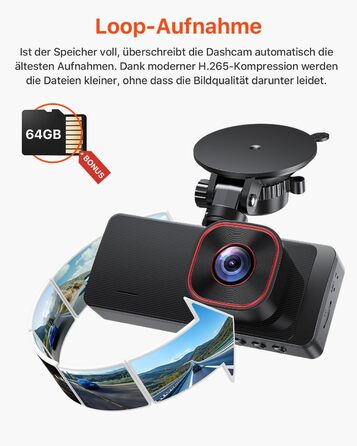 Відеореєстратор Bestsee 2.5K для авто (передній, задній, салон), 64GB SD-карта, нічна зйомка, паркування, G-сенсор, IPS 2.35