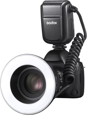 Godox MF-R76 Макро-кільцевий спалах, допоміжні лампи фокусування, незалежне регулювання яскравості, акумулятор Li-Ion, 8 адаптерних кільця для камер