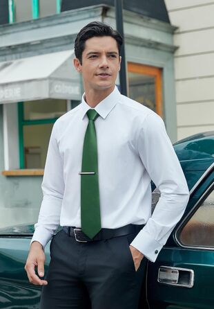 Чоловіча краватка HISDERN однотонна, з нагрудною хусткою та затискачем для краватки, зелена - ідеальний комплект для весілля та свят