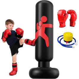 Надувний боксерський мішок для дітей 160см з боксерськими рукавичками. Ідеально для карате та тхеквондо (6-12 років)