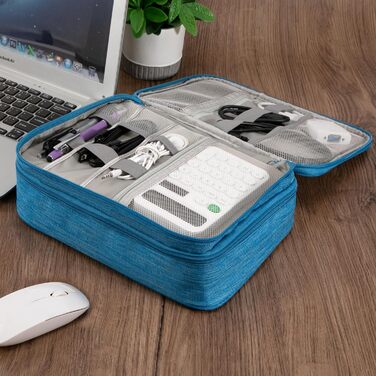 Водонепроникна сумка-органайзер для електроніки 2 відділення, 27x20x8 см, блакитна