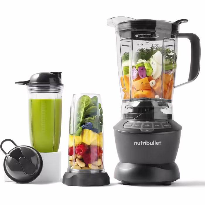 NutriBullet Full Size Blender, Electric Mixer, Multifunctional Immersion Blender, Professional Blender, 1000 Watt Power, 1.6L Pitcher, Grey, NBF450DG 1000 Watt Black