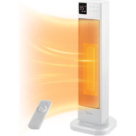 Керамічний обігрівач Midea NTH20-22ER(WH) – 2000 Вт, з термостатом, пульт ДУ, 75° осциляція, ECO-режим, для великих приміщень, білий