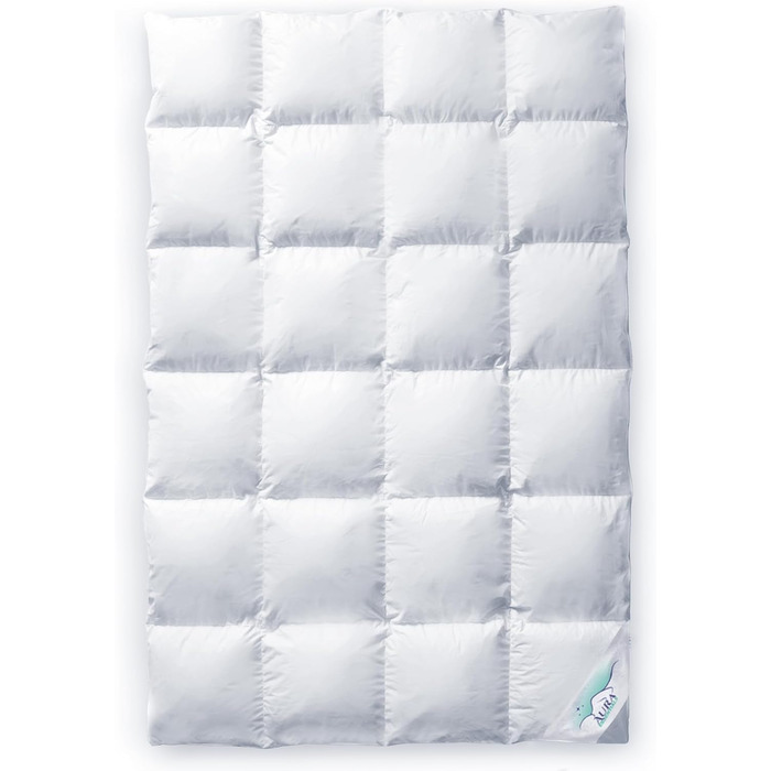 Пухова ковдра Aura® 135x200 см, зимова, преміум угорський пух, клас I, Oeko-TEX 100, гіпоалергенна, легкий догляд, 100% бавовна, для зими