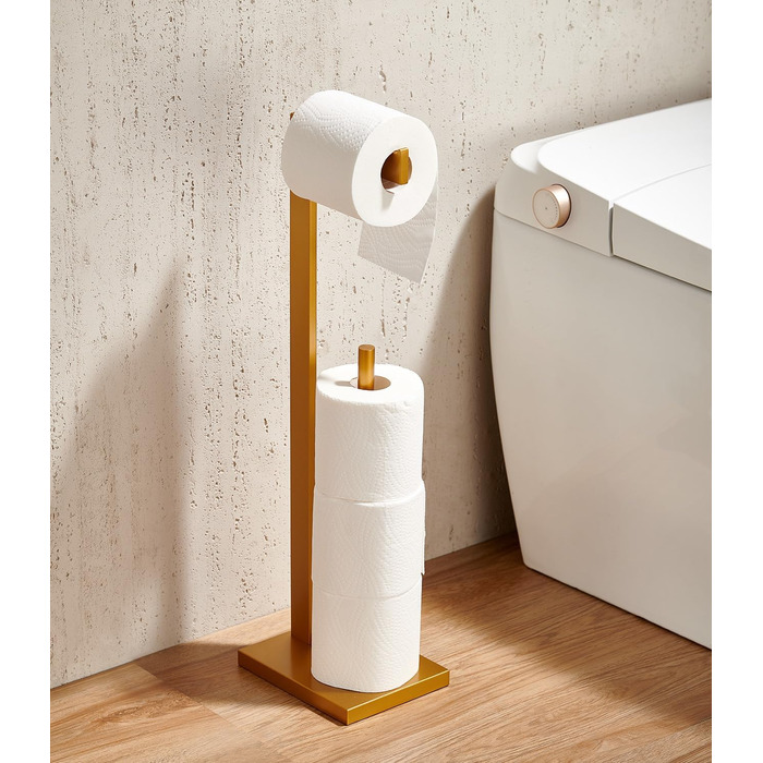 Тримач для туалетного паперу Miyili, підлоговий квадратний, нержавіюча сталь, матовий золотий, F03N2
