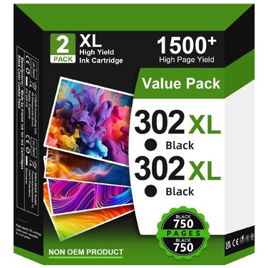 Картриджі HP 302 / 302XL чорні (комплект 2 шт.) для OfficeJet 5230, 5220, 5232, 3830, 3831, 3833, DeskJet 3630, 3636, 3639, Envy 4520, 4524, 4525, 4527