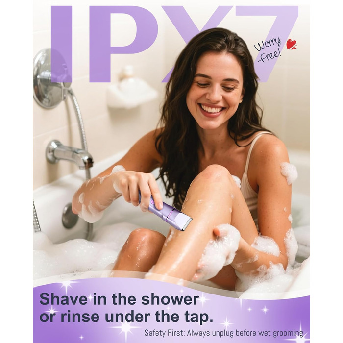 Електричний жіночий триммер 3-в-1 для тіла, обличчя, ніг, рук, під пазухами та зоною бікіні. Вологостійкий, перезаряджається (фіолетовий)