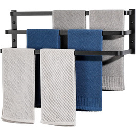 Тримач для рушників SAYAYO, чорний, 64 см, 3 стійки, для ванної кімнати та кухні