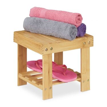 Relaxdays Small Bamboo Footstool