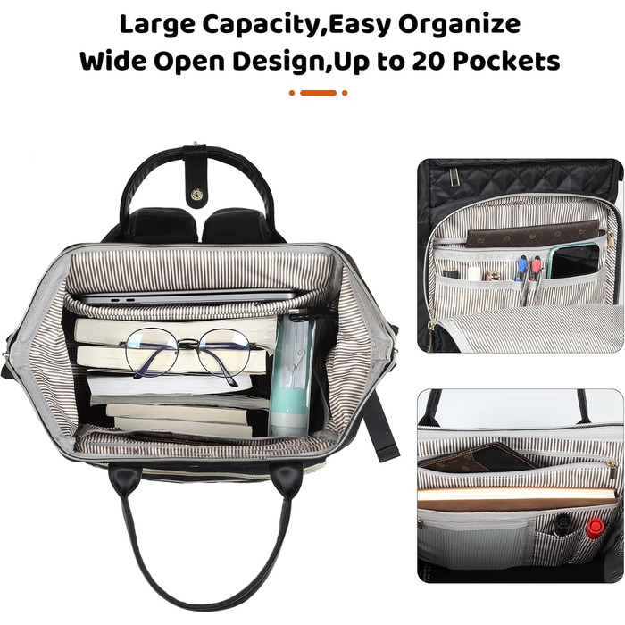 Жіночий рюкзак з відділом для ноутбука 15.6 дюймів, шкільний рюкзак для дівчаток та підлітків, сумка для університету, робочий рюкзак, подарунок для жінок, водонепроникний, чорний S41-x