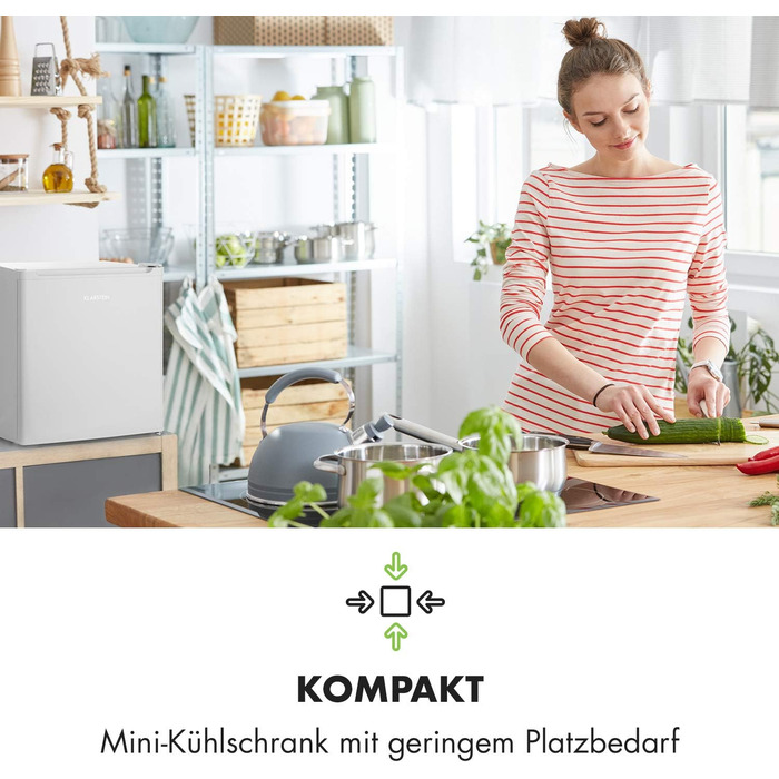 Міні-холодильник Klarstein Snoopy Eco з морозильною камерою 46 л, білий - енергоефективний, тихий (41 дБ)