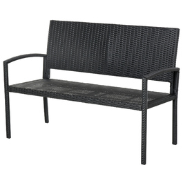 Садова лавка Outsunny з ротангу Polyrattan на 2 особи, паркова лавка зі сталевим каркасом та плетінням, чорного кольору, розміром 122 x 60 x 87 см для саду та тераси.