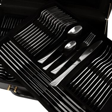 Набір столових приборів на 12 осіб (72 шт.) з нержавіючої сталі, стійкий до миття в посудомийній машині, у кейсі