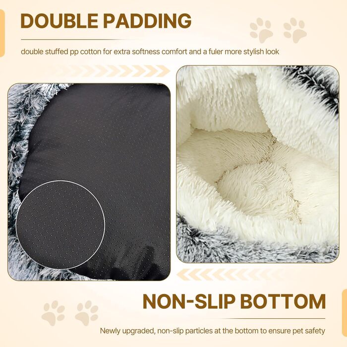 YAGE Soothing Cat Bed, Fluffy Plush Kitten Bed, Washable Anti-Anxiety Puppy Bed, Pet Bed for Small Dogs Soft Warm Donut Cat Sleeping Bag. No.: 015002802-0001(M-50cm)